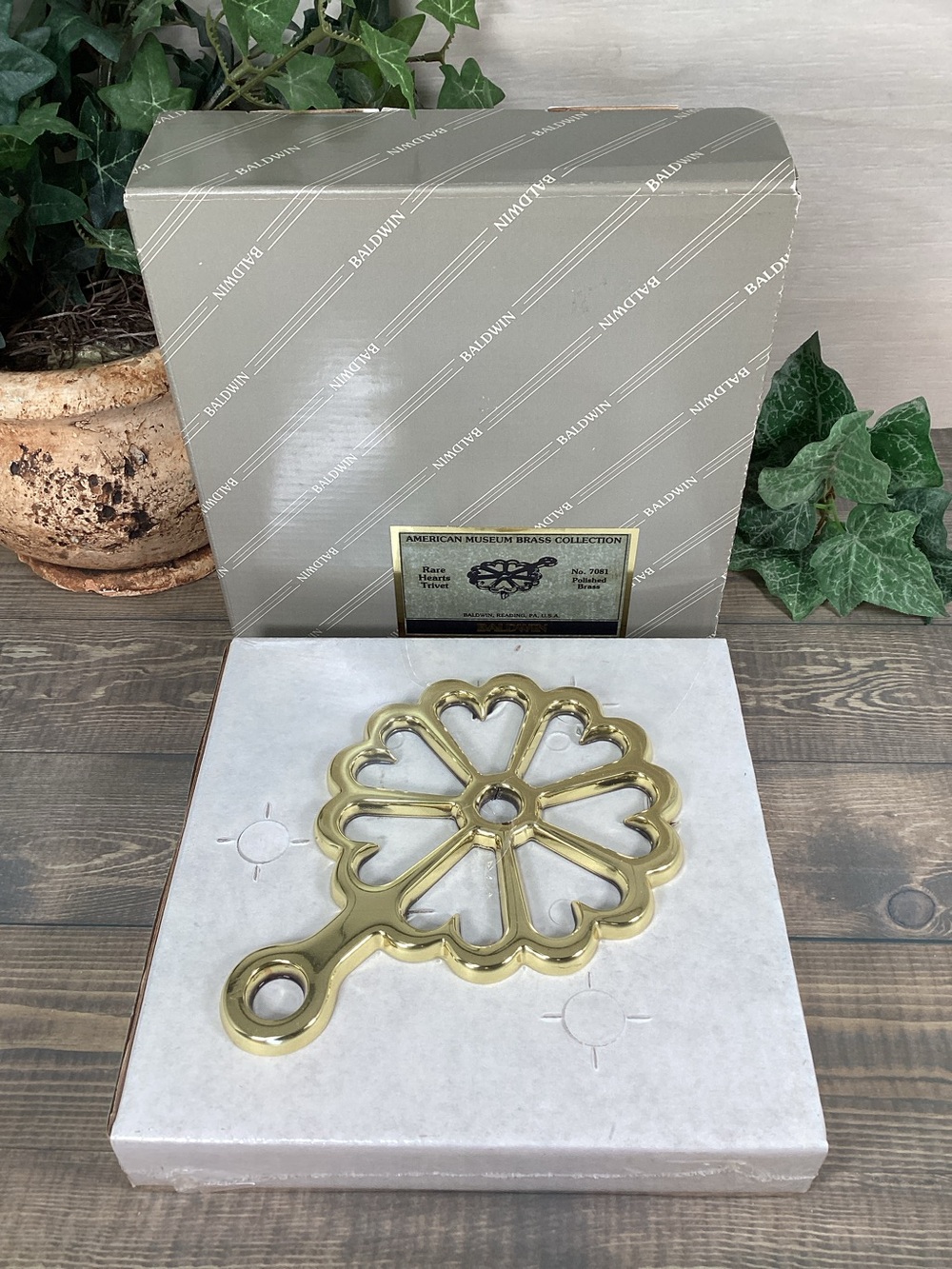 Baldwin Brass Rare Hearts Trivet 7081 New In Box American Museum Collection READ
